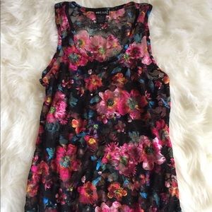Wet Seal Floral Print Lace Tank Top XL